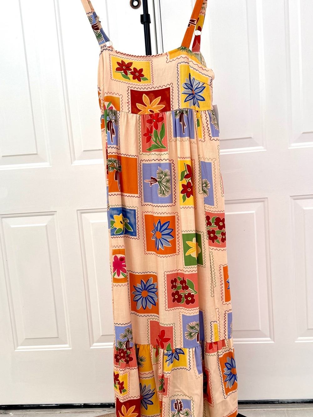 Peach Floral Patchwork Maxi Dress